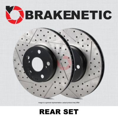 REAR SET BRAKENETIC Premium Drilled Slotted Brake Disc Rotors BNP20019.DS