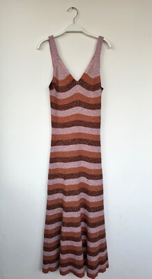 Kate Spade Womens Strappy Maxi Dress L Pink Stripes NEW Without Tag