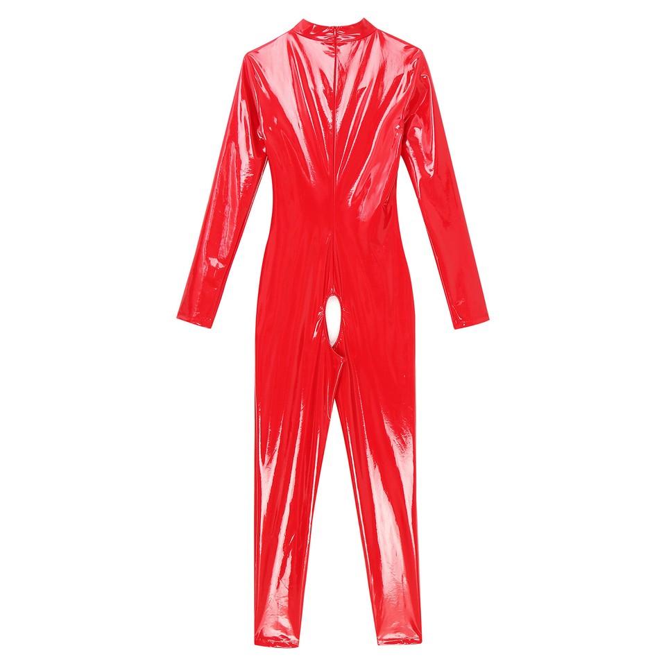 Womens Sleeveless Sexy Leather Gothic Catsuit Jumpsuit Clubwear Costume Playsuit