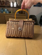 Vintage Wicker Hong Kong pocketbook handbag wide inside pocket must see