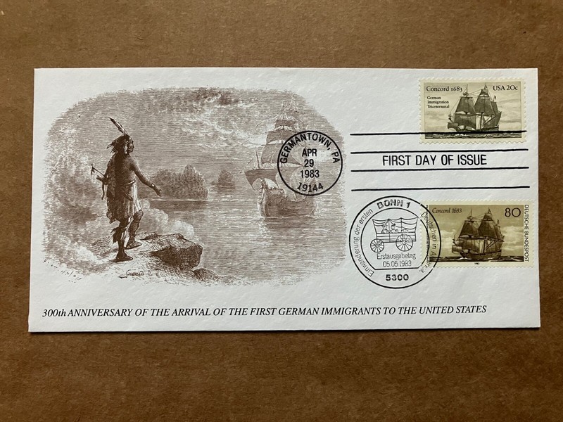 1983 20c Concord US & Germany 2040 KMC Venture Joint Issue DE 1397 FDC LE / 500