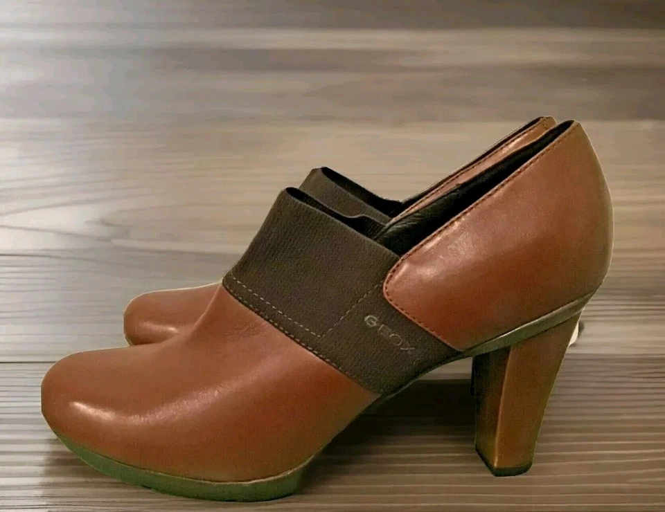 Mujer Geox Respira Cuero Sin Cordones Tacón Botines Pantalón Botas Talla 40 EE. UU. 10 Foto 2 de 4