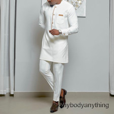 Men's African 2 Piece Set Traditional Shirt and Pants Set Suit Middle East Suit