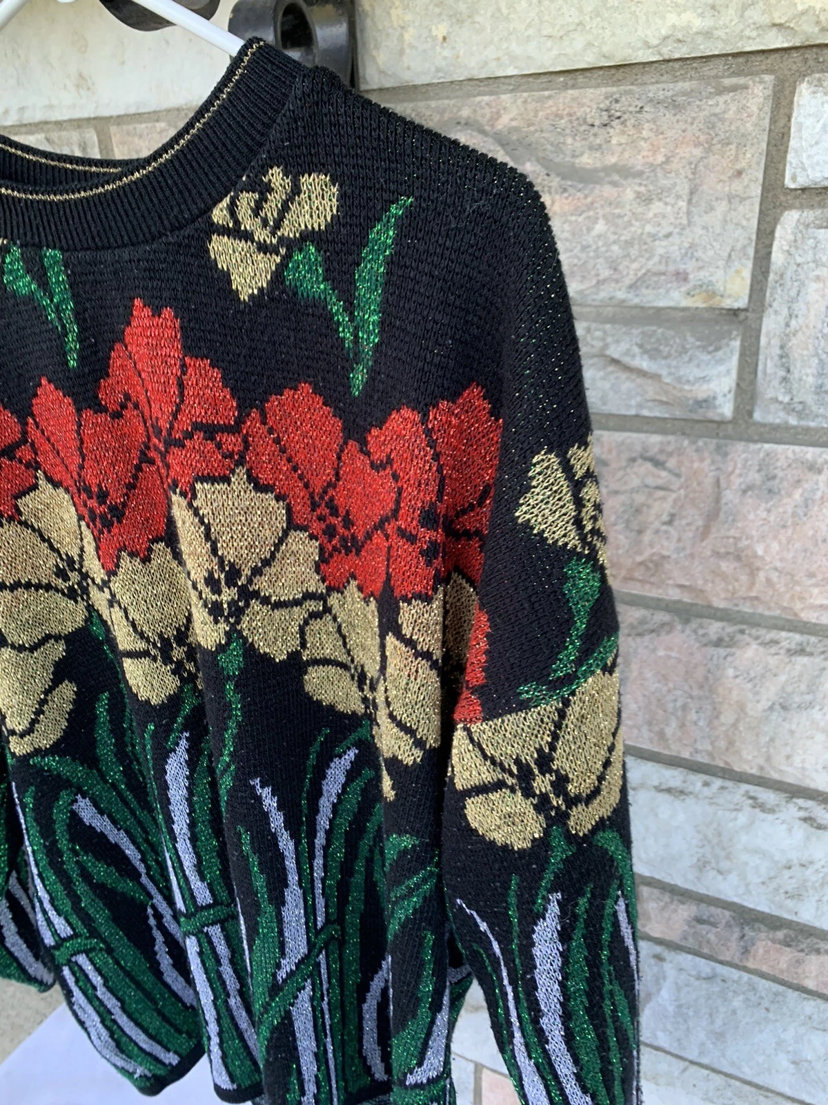 Nutcracker Ugly Christmas Sweater Floral Womens Plus size 2x Sparkly Lurex