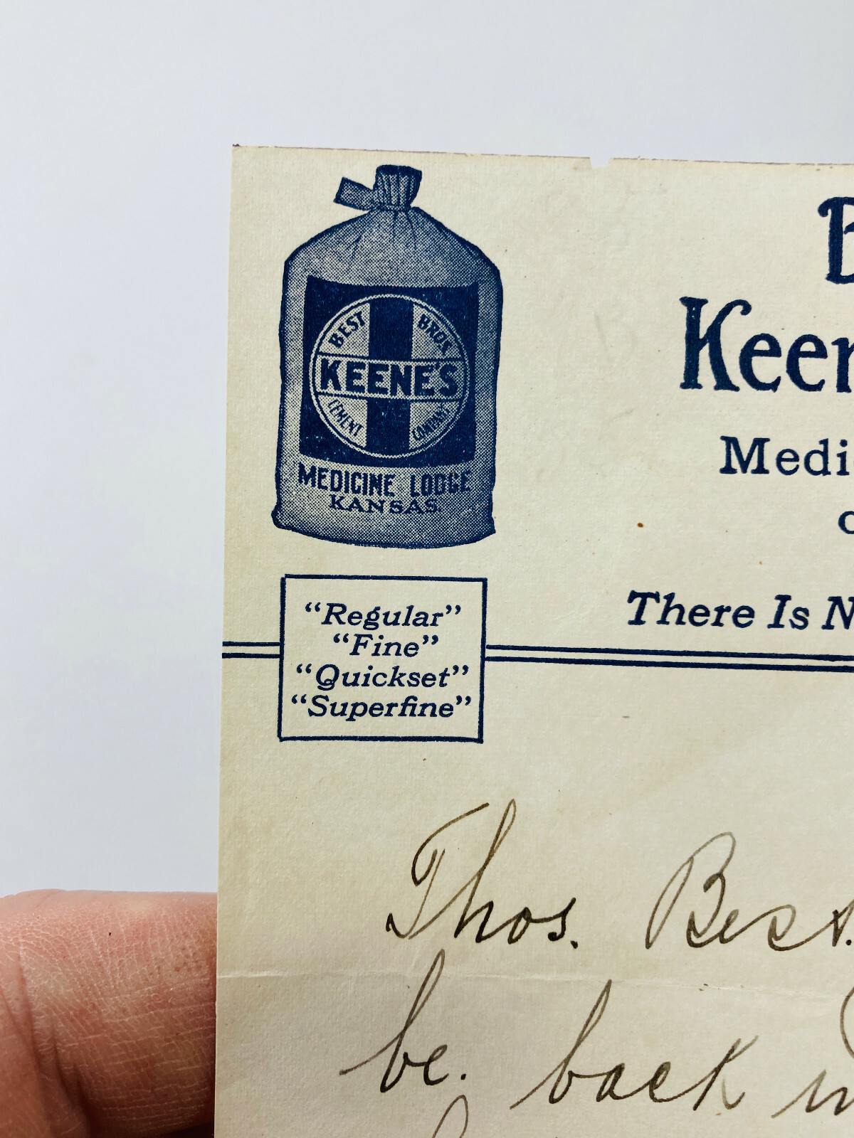 c.1900 Best Bros Keene's Cement Medicine Lodge Kansas KS advertising