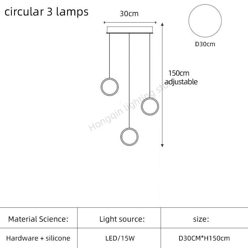 Modern chandelier luxury villa staircase light hanging lamp ring