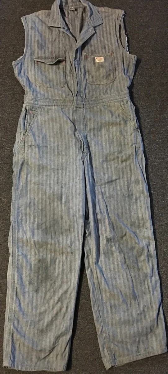 Vtg 50s JC Penney Big Mac Faded Distress Herringbone