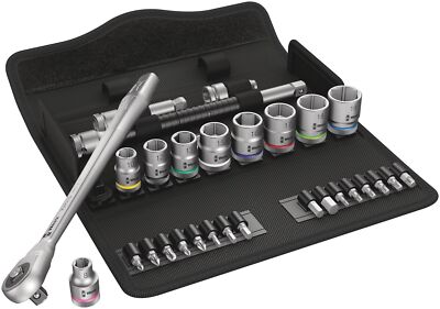 05004047001 8100 Sb 7 Zyklop Metal Ratchet Set With Pushthrough Square 3/8'' Driv