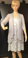 R M Richards Women s Petite Size 4P Silver Lace 2 pc Dress Ensemble 130 NWT