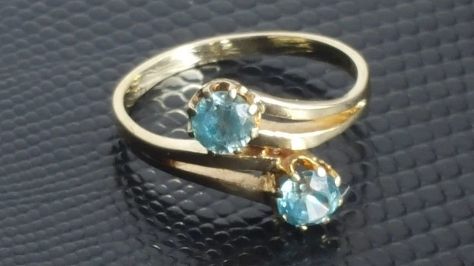 Ring Aquamarin 0,6ct. Handarbeit Gold 585 / 14k Altgold 3,26 Gramm - Bild 4 von 4