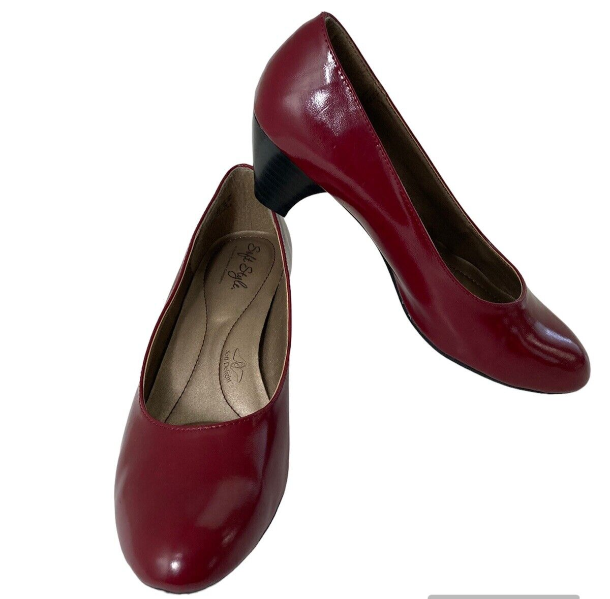 Soft Style Hush Puppies Womens Shoe M Maroon Red Patent Leather Pumps  Classic