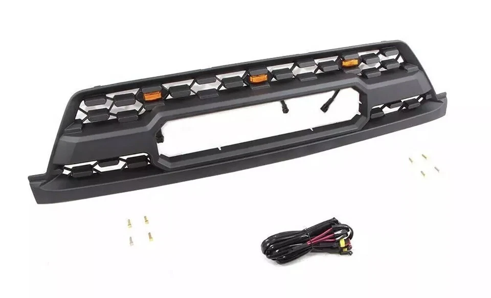 Подходит для Toyota 4Runner 2003-2005 черная решетка переднего бампера с желтыми матовыми фарами - Изображение 2 из 4