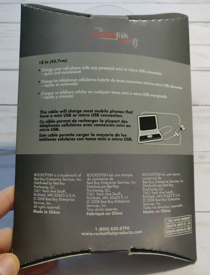 Rocketfish RF-CA1MRA Mobile USB Charging Cable 18 Inch Universal Micro And Mini - Image 3 of 4