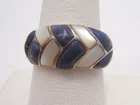 VTG STERLING SILVER RING SIGNED S & G LAPIS & PEARL SIZE 9