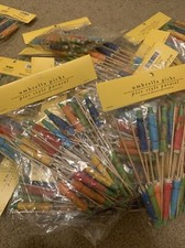 Pier 1 Imports Assorted Colors Party Umbrella 5" Cocktail Drink Picks, 24 CT