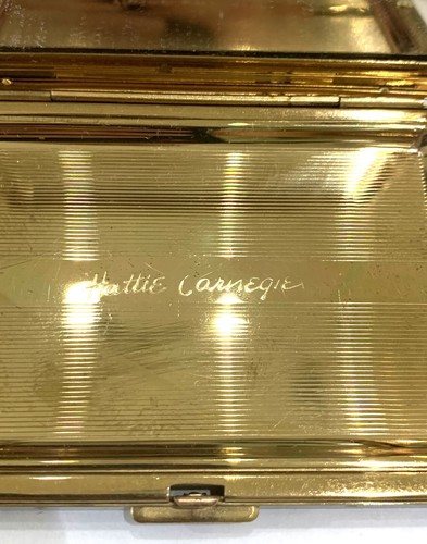 Vintage Hattie Carnegie Stork Compact & Lipstick Adorned w Baby Tooth Pearls - Picture 5 of 8