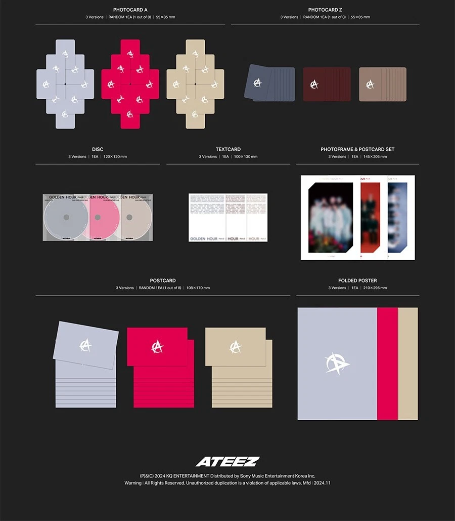 ATEEZ GOLDEN HOUR : PART.2 11th Mini Album CD+Photo Book+5