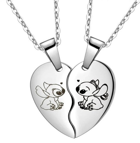 2 x Lilo & And Stitch Necklace Heart Pendant Charm Jewellery Disney Friends - Picture 2 of 2