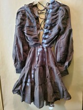 ASOS DESIGN VOILE PLEATED BODICE MINI DRESS TIERED SKIRT LACED BACK US 4 INDIGO