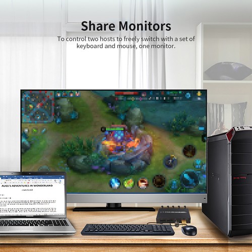 AIMOS USB HDMI KVM Switcher 2-in1 4K Splitter Box für Tastatur Maus Sharing - Bild 11 von 12