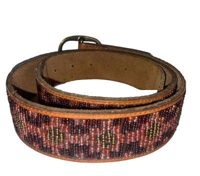 Lucky Brand Belt Leather Beaded Womens Bohemian Southwestern  display picture 3