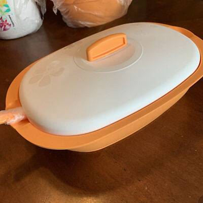 Tupperware Legacy Rice Server with spoon 7 1/4 Cups Mango Orange Platon Hondo