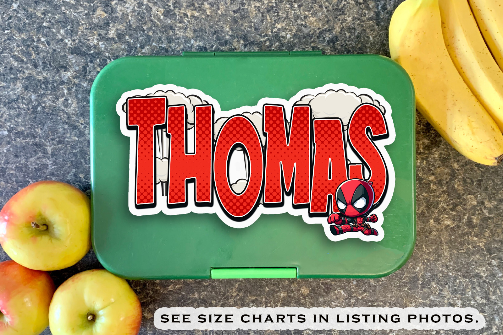 Custom Name Sticker Red Hero Theme Waterproof Gift Laptop Water Bottle Label