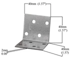 Corner Bracket L Shape 90 Degree Right Metal Galvanised 40x40x40x2.0mm - 12pcs