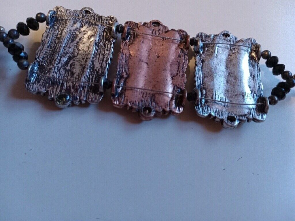 Artisan Handcrafted Three Metal 7" Bracelet - image 3