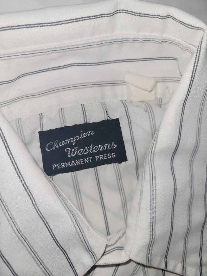Vtg 1970's CHAMPION WESTERNS Pearl Snap Western Shirt Permanent Press USA L - Image 4 of 4