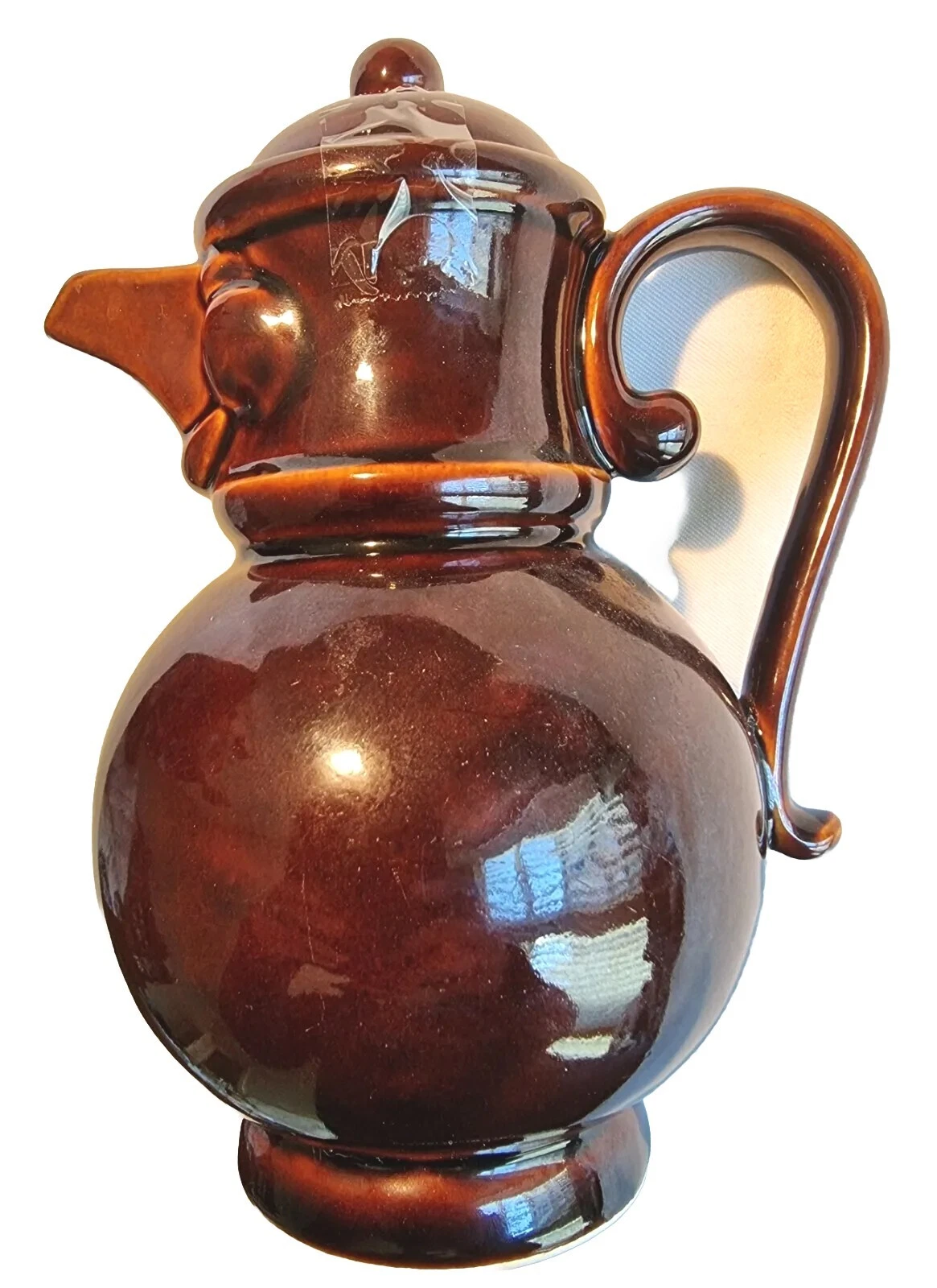 Stunning Kaiser's Kaffee Kontor Brown Ceramic Face Coffee Pot 0.9L