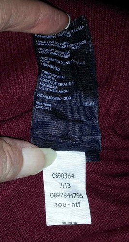 Suéter Tommy Hilfiger cuello en V informal L liso bandera marrón logotipo c1693 - Imagen 7 de 8