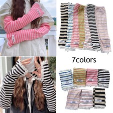 Stripe Sunscreen Sleeve Women UV Protection Arm Lace Sleeve Sunshade Driving  