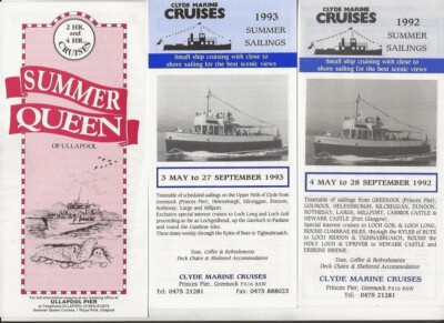 Clyde Marine Motoring Cruises Denny Shipyard The Second Snark Summer Queen 1992