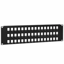 Blank Keystone Patch Panel, 48 port, 19" x 3U 3-Row Snap-In Panel FREE SHIPPING