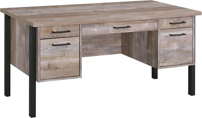 Contemporary 60'' Engineered Wood Computer Desk with File Cabinet - White Gloss