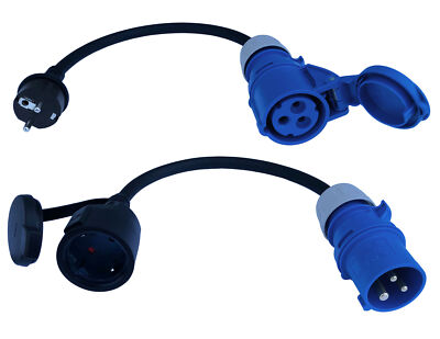2x ADAPTER CEE 16A/230V Caravan Camping Womo Boot H07RN-F 3x2,5mm² 0,3m