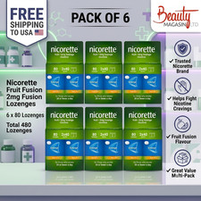 6x Nicorette Fruit fusion 2mg Lozenge 80 2X40 480 Lozenge FREE SHIPPING TO USA