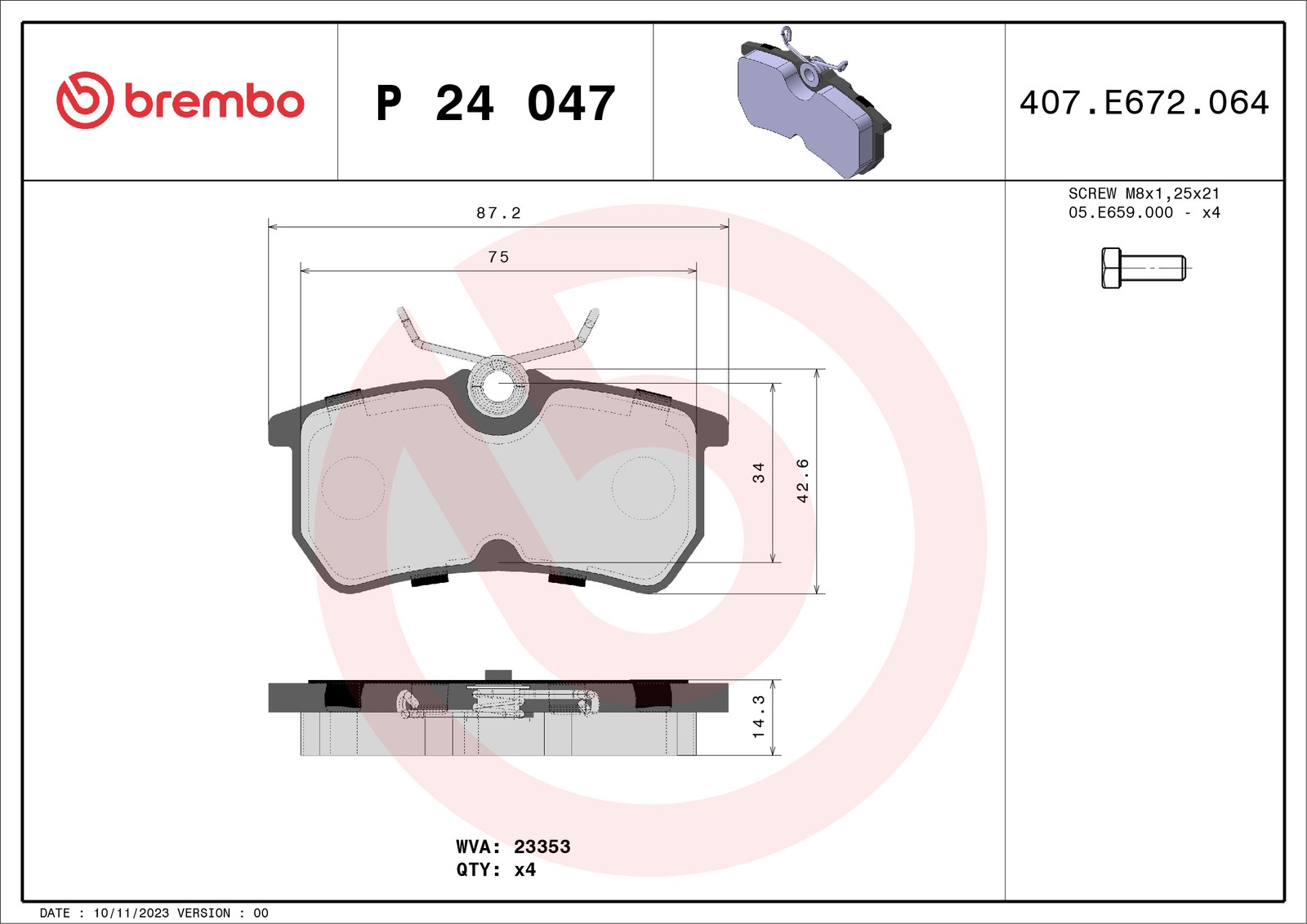 Brembo P24047 Bremsbelagsatz für Scheibenbremse Bremsbelagsatz für Ford - Bild 7