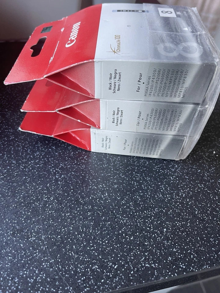 3x Canon CLI-8BK Black Ink Cartridges – Genuine Chromalife 100 OEM Pack - Image 4 of 4