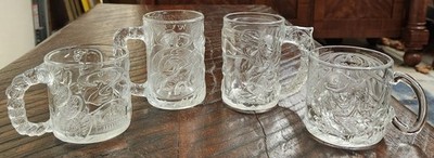 Vintage 1995 McDonalds Batman Forever Clear Glasses Embossed Set of 4