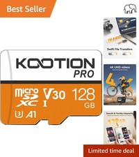 128GB Micro SDXC UHS-I U3 V30 A1 High-Speed Memory Card for Phones  Cameras