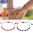 Lucky Red String Bracelet Kabbalah Amulet 7 Knots Protection rope Man Women US