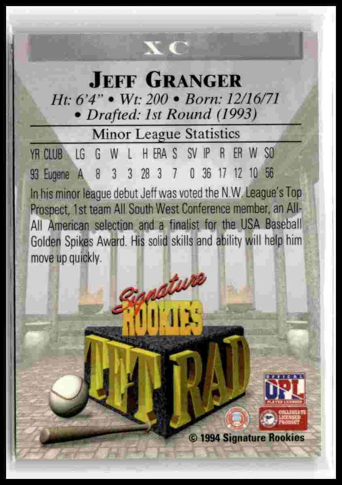 1994 Signature Rookies Tetrad #XC Jeff Granger Autographs - Image 2 of 2