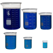 , 3.3 Boro, Griffin Low Form, Glass Beaker Set - 6 Sizes - 10Ml, 50Ml, 100Ml, 25