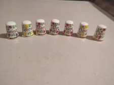 7 Finsbury BIRTH MONTH THIMBLES FINE BONE CHINA ENGLAND BIRDS FLOWERS