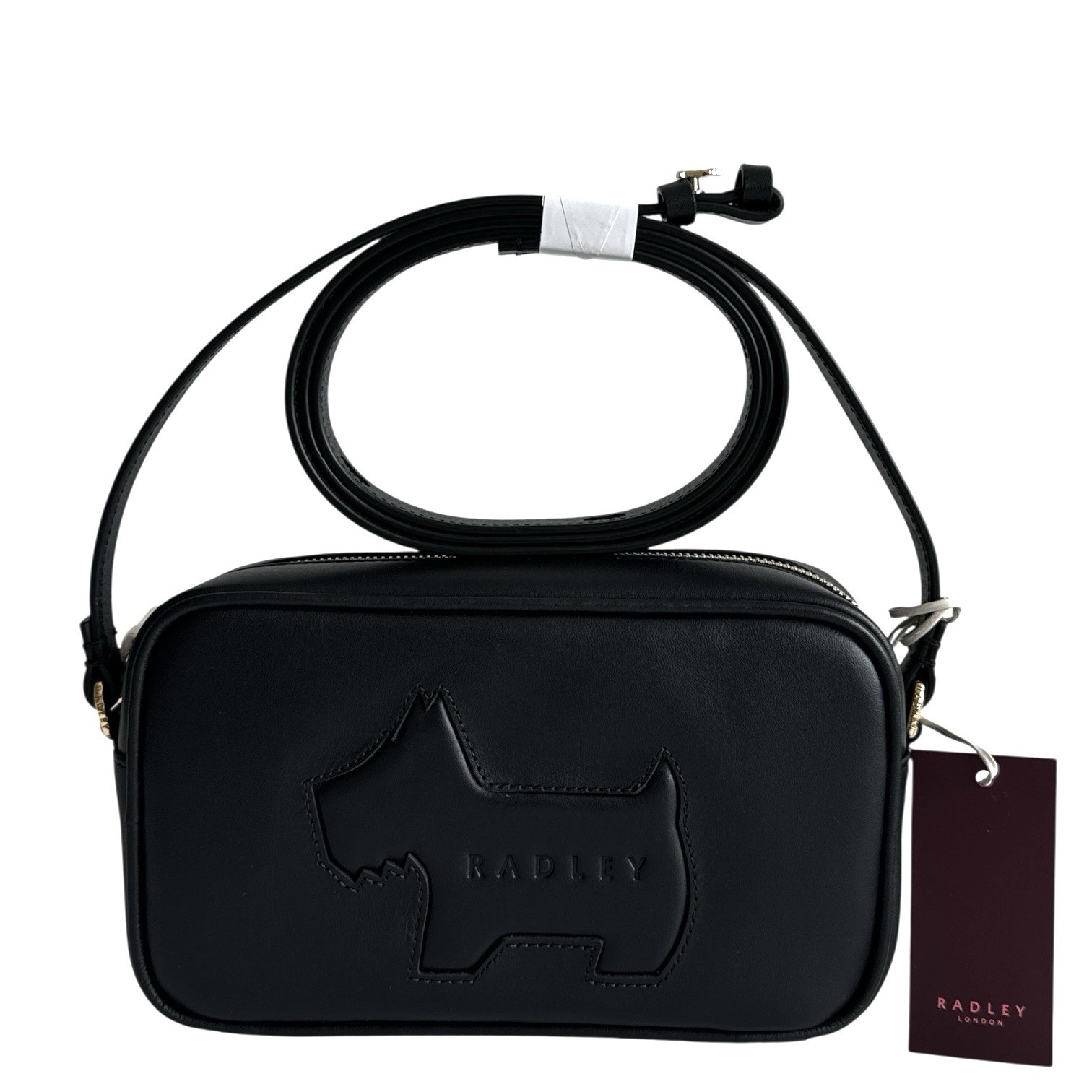 RADLEY Handbag Black Leather Small Crossbody Bag - Hadley Lane Appliqué Dog -New