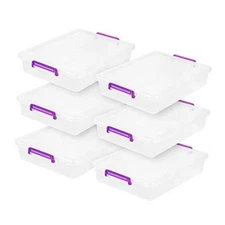 IRIS USA 6 Qt. Plastic Craft Storage Container Bins with Lids, 6 Pack, Small 
