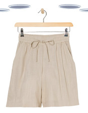 Ex Jd Williams Women's Shorts - Linen Mix Knee Length Solid Sandy Beige
