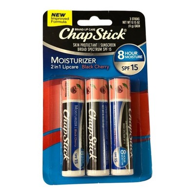 ChapStick Moisturizer Black Cherry Lip Balm SPF 15 2-in-1 Lipcare 3 Pack New
